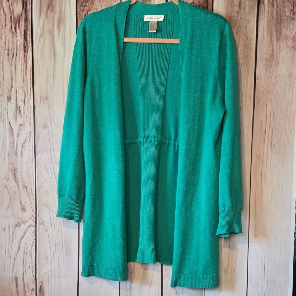 Christopher & Banks Green Open Front Tie Back Cardigan Size Large